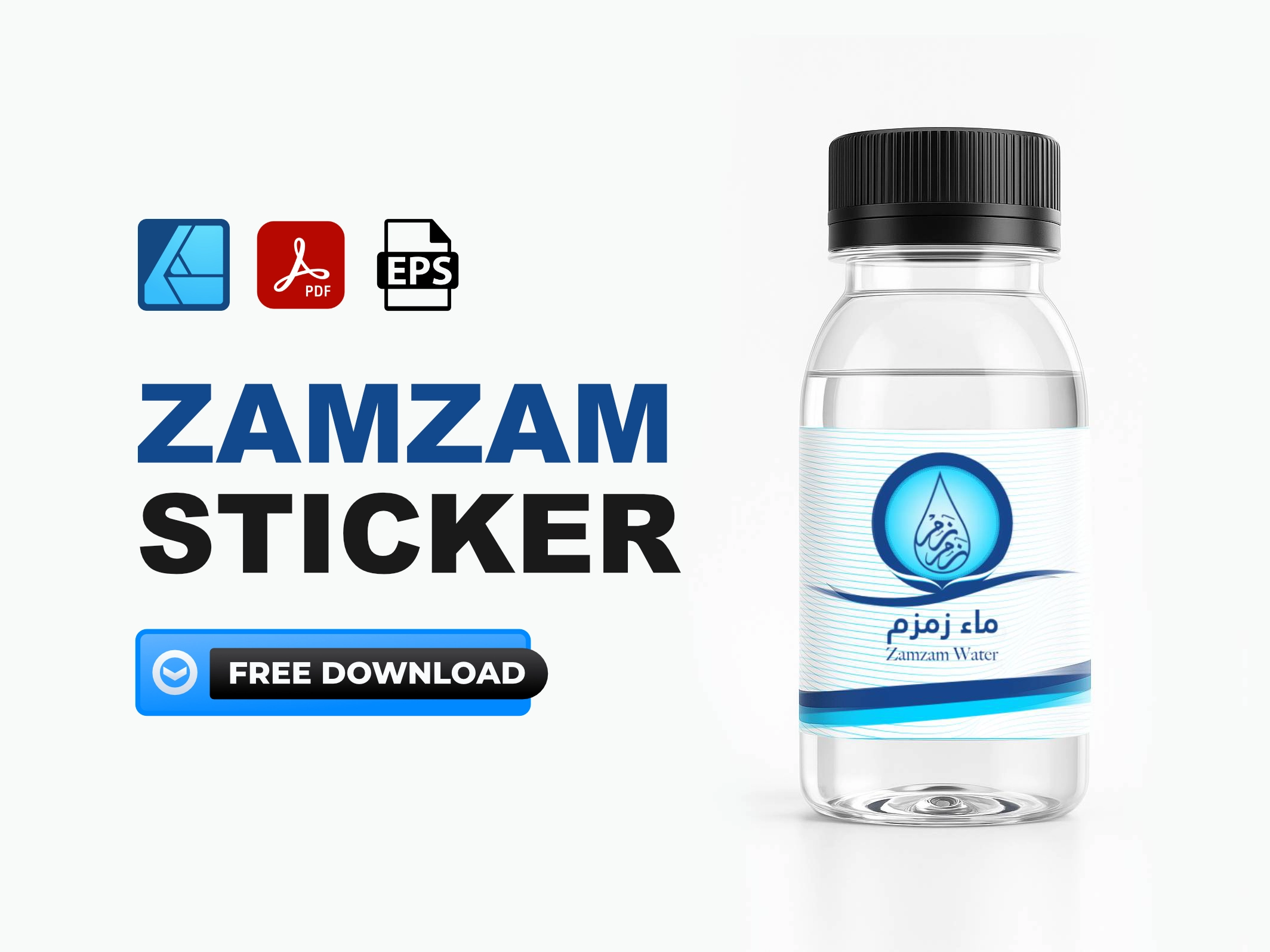 Download Stiker Air Zam Zam - Template Gratis Siap Cetak