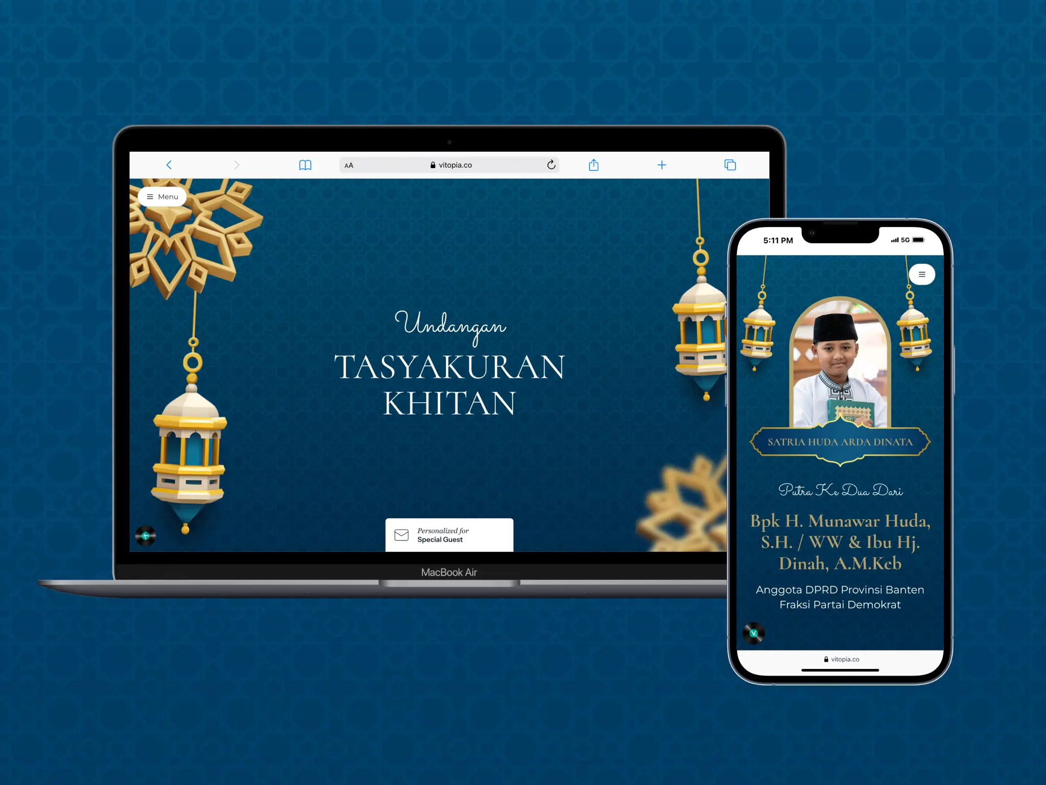 Undangan Digital Khitan Islami – Tema Elegant Blue | Tasyakuran Online